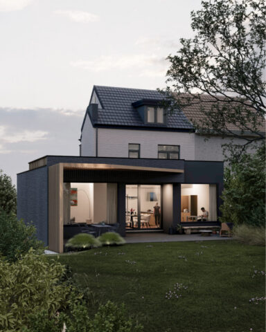 T045 : Ottignies-Louvain-la-Neuve - 2023 – Rénovation & extension – Habitation unifamiliale – 3D Façade et extension