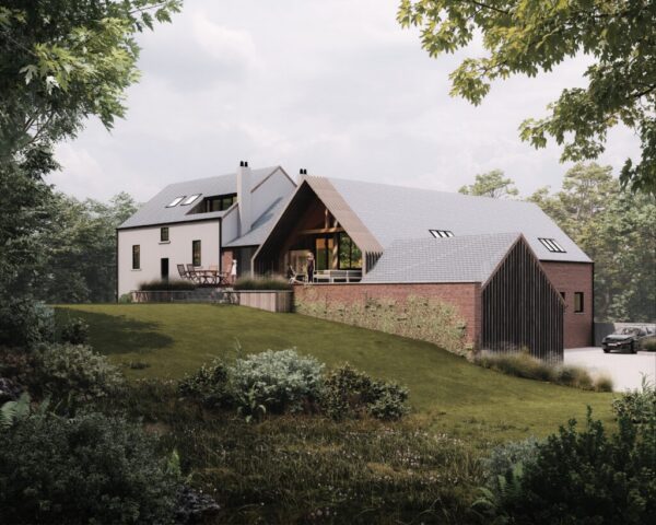 SdR047 - Ottignies-Louvain-la-Neuve – 2025 – Rénovation – transformation d’une grange en habitation – Projet en cours de chantier - 3D
