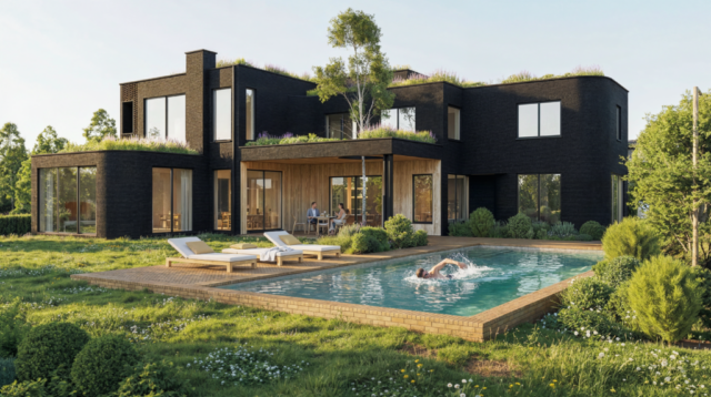 A081 : La Hulpe – 2025 – Construction – Villa – façade jardin piscine