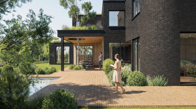 A081 : La Hulpe – 2025 – Construction – Villa – façade jardin piscine